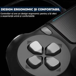 Controller cu Fir DoubleShock, pentru PS4, cu joystick-uri analog, vibratie dubla, nu necesita incarcare, senzor de miscare, 17 butoane, negru - Img 4
