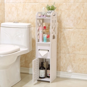 Dulap de baie, cu suport pentru hartie, dimensiuni 80x20x18cm, usor de instalat si demontat, din MDF, alb - Img 3