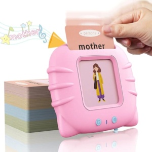 Joc interactiv cu 112 piese, pentru invatarea cuvinteleor in limba engleza, cu carduri incluse, functionare cu baterii, din plastic, roz - Img 4