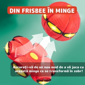 Jucarie 2 in 1, minge si disc, convertibila, 2 moduri de joaca, dimensiune 23 cm, rosu - Img 4