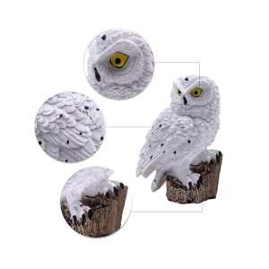Lampa solara tip bufnita, cu iluminare LED, din ABS, cu senzor de lumina, fixare tip tarus, dimensiuni 9 x 7 x 45 cm, alb - Img 4