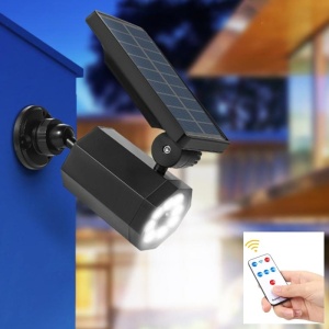 Lampa solara, tip camera video, cu senzor de miscare, lumina LED, telecomanda, acumulator, negru - Img 4
