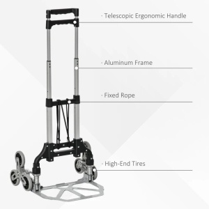 Liza multifunctionala extensibila, pentru carat bagaje si greutati, maxim kg 75, cu 6 roti, din metal, inaltime 63-100 cm, argintiu/negru - Img 2