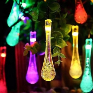 Lumini de gradina cu incarcare solara, tip picaturi, cu 20 de led-uri, lungime 5 metri, rezistenta la intemperii, multicolor - Img 2