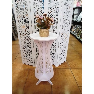 Masuta de cafea, fixa, din MDF, cu elemente decorative, dimensiuni 75 X 36 cm, alb - Img 4