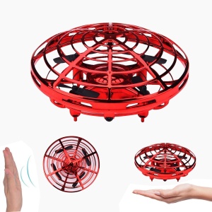 Mini drona OZN disc zburator interactiv, 3 senzori infrarosu, lumina LED, rosu - Img 4