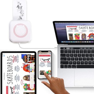 Mini imprimanta, tehnologie printare termic, conectivitate Wi-Fi, format A8, compatibil android, IOS, alb/roz - Img 3