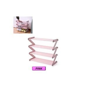 Organizator pentru pantofi, tip raft, in forma de Z, cu 4 rafturi, roz - Img 3