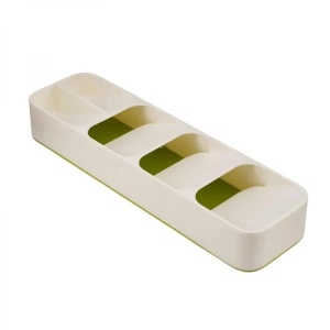 Organizator pentru tacamuri, cu 5 compartimente, dimensiuni 39.8 cm x 11.4 cm x 5.8 cm, nu ocupa mult spatiu, alb - Img 4