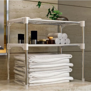 Raft extensibil, multifunctional, pentru bucatarie, baie, dormitor, din metal si plastic, eco-friendly, instalare usoara, alb/argintiu - Img 3