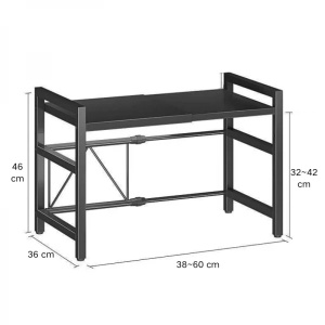 Raft extensibil pentru bucatarie, din metal, dimensiuni 38-60 cm (L) / 25 cm (H), cu suporturi antiderapante, usor de curatat, greutate maxima suportata 7-10 kg, negru - Img 3