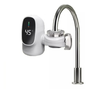 Robinet electric pentru incalzirea apei, putere 3000W, cu afisaj LED, consum redus, protectie impotriva scurgerilor, alb - Img 1