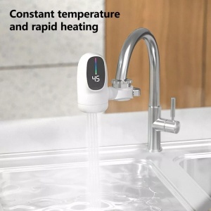 Robinet electric pentru incalzirea apei, putere 3000W, cu afisaj LED, consum redus, protectie impotriva scurgerilor, alb - Img 2