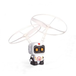 Robotel tip drona, cu control manual, din ABS non-toxic, cu jocuri de lumini, incarcare USB, alb - Img 1