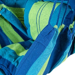 Scaun hamac suspendat, din material textil, dimensiuni 100x120x180cm, cu dpua perne, albastru - Img 2
