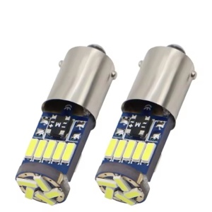 Set 2 becuri auto, led alb, T14, canbus, 12V, fara polaritate, putere 1.59W, consum redus de energie, BA9S, argintiu - Img 1