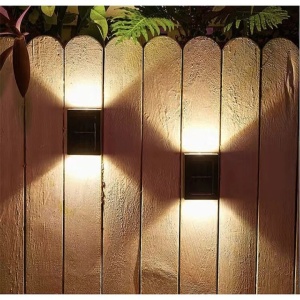 Set 2 lampi solare de perete, cu lumina calda, din ABS, rezistente la apa, cu senzor de lumina, negru - Img 2