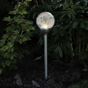 Set 4 lampi solare pentru gradina, tip sfera, dimensiuni 40 x 10 cm, cu fixare tip tarus, senzor de lumina, alb - Img 3