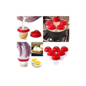 Set FOXMAG24 format din 6 recipiente din silicon pentru fiert oua, practic, alb/rosu - Img 3