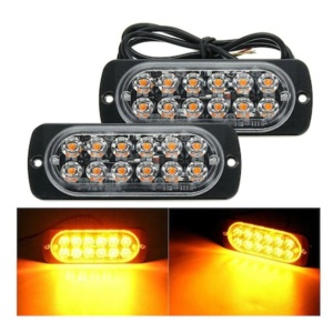 Set Lampi Avertizare Stroboscop 12 Leduri FOXMAG24, Girofar Led, 12/24V Galben, 112mm/41mm - Img 2