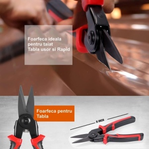 Set multifunctional 5 in 1, patent, dezizolat, cleste, sertizat, foarfeca, unelte multifunctionale, cutie de transport, rosu/negru - Img 3