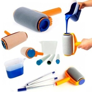 Set trafalet FOXMAG24, cu rezervor pentru vopsit, brat extensibil, 3 accesorii cu vas de un litru, portocaliu/albastru - Img 3