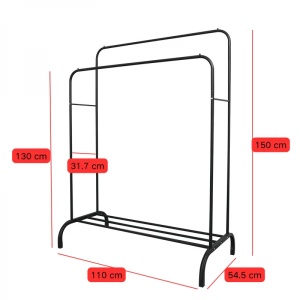 Suport dublu pentru haine, cu raft pentru incaltaminte, dimensiuni 110 cm x 54.5 cm x 150 cm, din metal, negru - Img 3