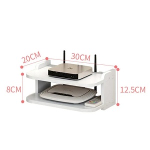 Suport pentru router si accesorii, dimensiuni 20 x 30 cm, cu 2 compartimente, din PVC, finisaj mat, alb - Img 4