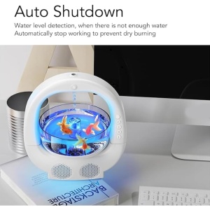 Umidificator multifunctional, cu bol pentru pesti, picatura de apa, boxa bluetooth, 6 culori RGB, capacitate 700 ml, dimensiuni 23 x 25.6 x 16.2 cm, din ABS, alb - Img 4