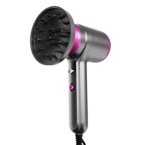 Uscator de par, cu 2 trepte de viteza, 2 capete, putere 1250 W, cu functia aer rece/cald, gri/fucsia - Img 1