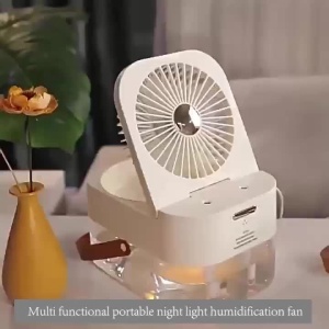 Ventilator 2 in 1, purificare si umidificare aer, portabil, rezervor apa, 3 trepte de viteza, 3 trepte pulverizare, incarcare USB, dimensiuni 12.5 x 22 x 16 cm, alb - Img 4