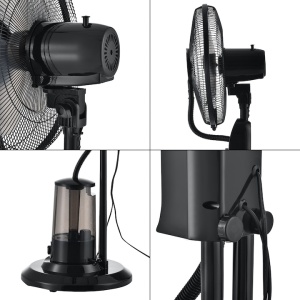 Ventilator cu pulverizare vapori apa, dimensiuni 125 x 40 x 40 cm, putere 75W, din plastic, cu trei trepte viteza, negru - Img 3