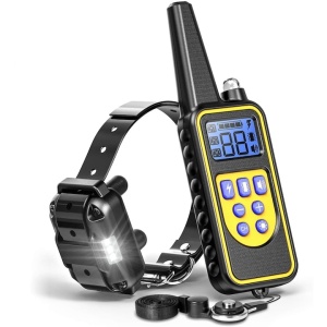 Zgarda pentru dresajul cainilor, electrica, waterproof, raza de actiune 800m, circumferinta pana la 70 cm, 99 nivele de vibratii, negru - Img 1