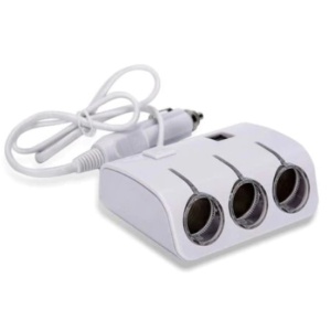 Adaptor pentru masina FOXMAG24, 3 prize si 2 porturi USB, 12/24V, alb - Img 1