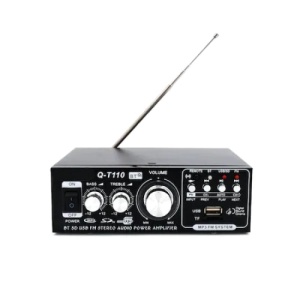Amplificator bass, tip statie, profesional, cu bluetooth, putere 10W, numar canale 2, cu telecomanda, negru - Img 1