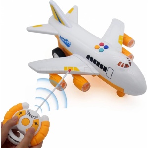 Avion de jucarie, cu telecomanda, sunete si lumini, functioneaza cu baterii, din ABS, alb - Img 2