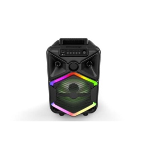 Boxa portabila cu lumini RGB, putere 10W, MP3, USB, bluetooth, TF, WIFI, slot microfon, karaoke, acumulator, negru - Img 2