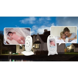 Camera Audio-Video si monitor, pentru supraveghere bebelusi, night vision, Monitorizare Temperatura, Alarma, Cantece de leagan, ecran HD XL 2 Inch, LCD, alb - Img 4