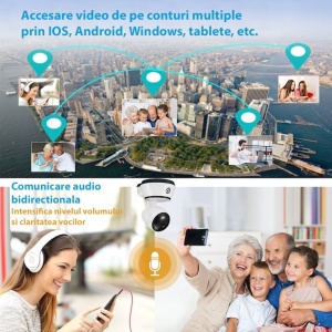 Camera IP Wireless, sunetul bi-directional, detectie la miscare (alarma), iregistreaza pe SD card sau direct pe PC, alb - Img 3
