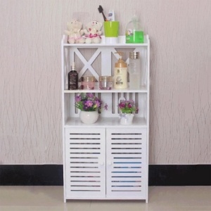 Dulap pentru baie, cu 3 polite pentru depozitare, dimensiuni 90 cm x 40 cm x 25 cm, alb - Img 2