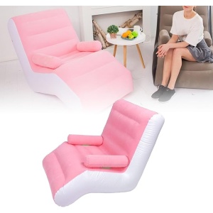 Fotoliu gonflabil, ergonomic in forma de S, dimensiuni 140X85 cm, material rezistent, alb/roz - Img 3