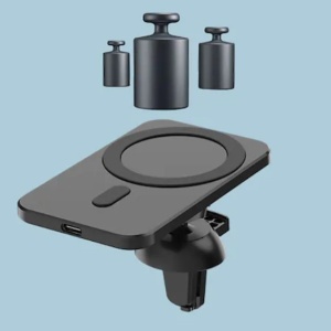 Incarcator Wireless Auto, FOXMAG24, 15W Fast Charge, Qi, magnetic, Universal, Grila ventilatie, clema de siguranta, Rotatie 360 °, negru - Img 4
