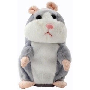 Jucarie interactiva de plus hamster vorbitor FOXMAG24®, redare sunete, imita vocea, gri, 15 cm - Img 1