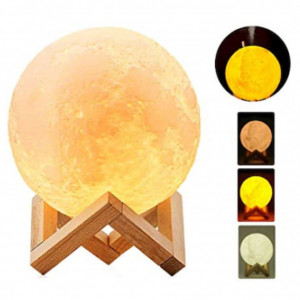 Lampa Luna cu Difuzor Aromaterapie, 3 lumini, imprimata 3D, cu touch, modelul nou cu Stand Lemn, FOXMAG24 - Img 3