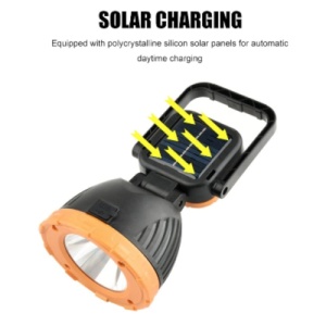 Lampa solara de lucru, cu maner, tip lanterna, panou solar, robusta si versatila, putere 20W, rezistenta la socuri, negru/galben - Img 2