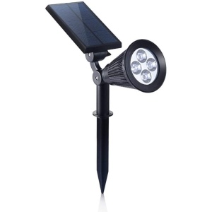 Lampa solara, reglabila, rezistenta la apa, cu prindere pe perete sau fixare in sol, negru - Img 1