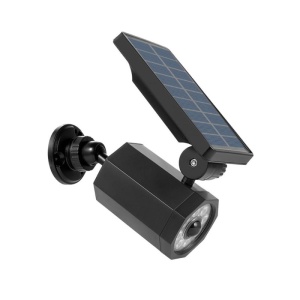 Lampa solara, tip camera video, cu senzor de miscare, lumina LED, telecomanda, acumulator, negru - Img 1