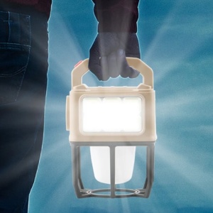 Lanterna solara tip felinar, 2 tipuri de led cu 3 pozitii de luminat, dimensiuni 20X12X12 cm, lumina calda/rece, crem - Img 3
