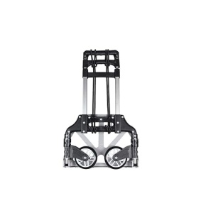Liza multifunctionala extensibila, pentru carat bagaje si greutati, maxim kg 75, cu 2 roti, din metal, inaltime 63-100 cm, argintiu/negru - Img 3