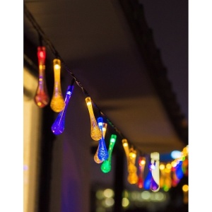Lumini de gradina cu incarcare solara, tip picaturi, cu 20 de led-uri, lungime 5 metri, rezistenta la intemperii, multicolor - Img 3